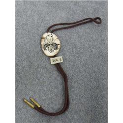 CHOICE on 2 Scrimshawed Bolo Ties on Fossilized Ivory  B: Bear and a Ram (114)