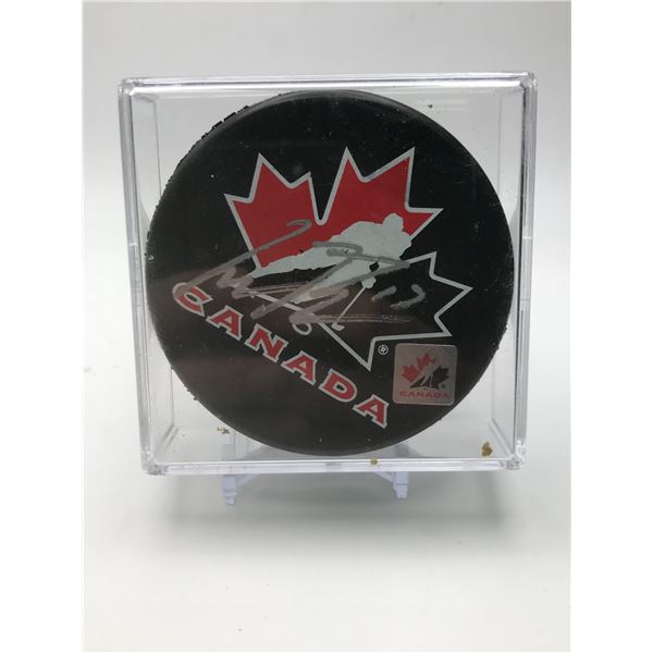 CONNOR BEDARD SIGNED TEAM CANADA PUCK (GCG HOLO)