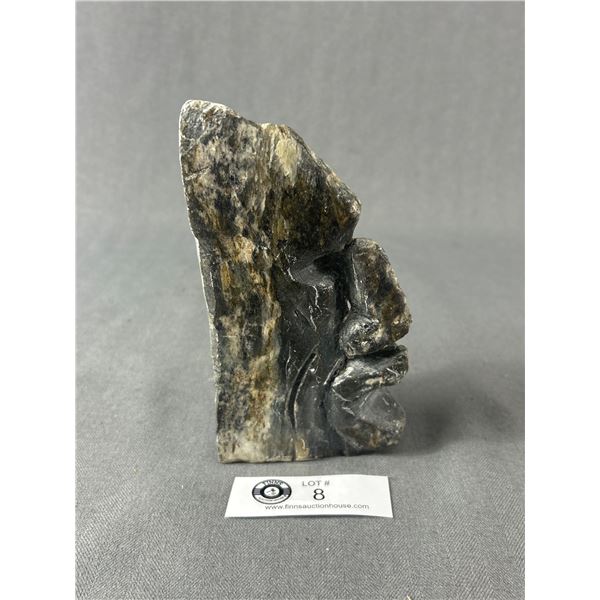 Stone Carved Native Rock Profile. Approx. 6 1/2  H. Etched  Hanadis 193-sN-3512-9  on Bottom