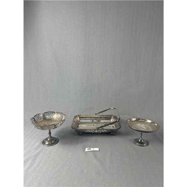 Vintage E.P. Copper Pedestal Candy Dishes & Basket Dish