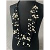 Image 2 : Genuine Pearl & Black Beaded Multi-Strand Necklace. Approx. 24"L