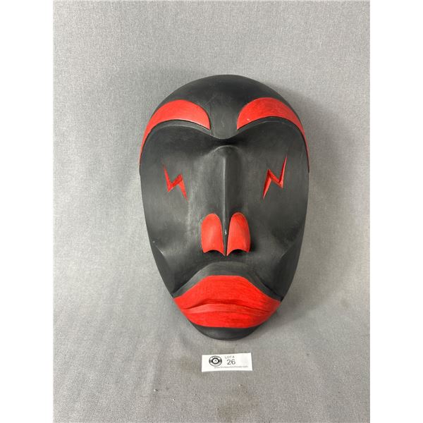 Hand Carved & Painted First Nations Wood Mask. Approx. 14  x 9.5 