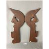 Image 2 : Vintage First Nations Hand Crafted Matching Wood Carvings. Approx. 24" H