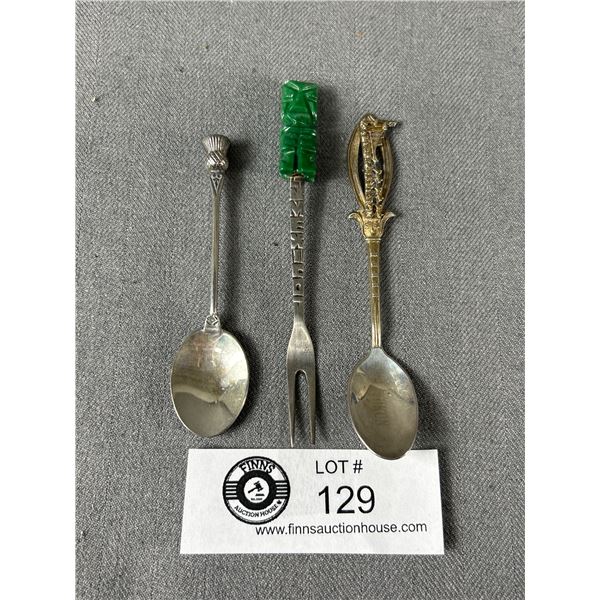 3 Vintage Sterling Silver Collectible Spoons & Fork 27.7g