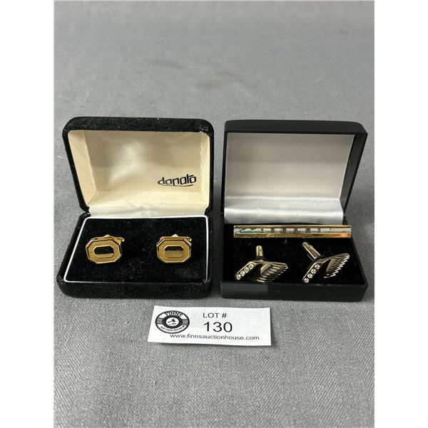 2 Handsome Vintage Sets of Men's Jewelry in Original Cases