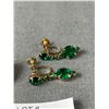 Image 2 : Gorgeous Vintage Coro Screwback Drop Earrings With Emerald Green Rhinestones & Unmarked Amber & Auro