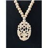 Image 2 : Fabulous Vintage Carved Ivory Necklace with Floral Drop Ivory Pendant