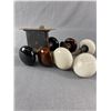 Image 2 : 4 Pairs Of Antique Porcelain/ Ceramic Door Knobs, One w/ Locking Hardware (no key)