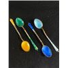 Image 2 : Set Of 4 Multi-Colour Danish Enamel & Sterling Spoons