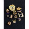 Image 1 : 10 Vintage (Most Enamelled) Pins - Lions, Masonic & More