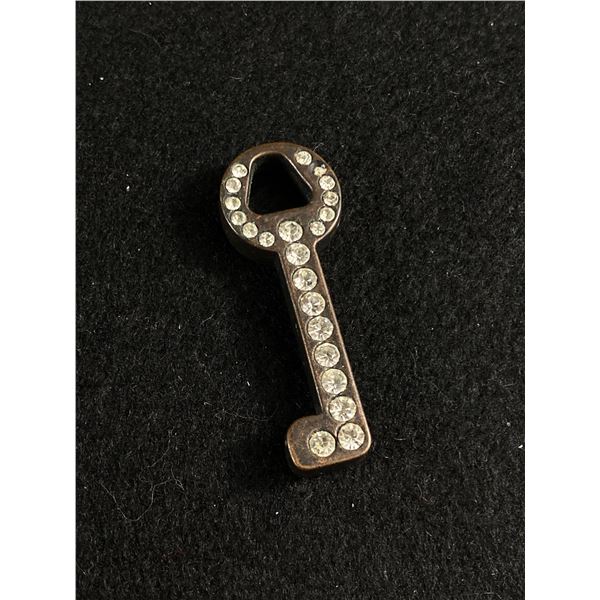 Heavy Copper Key Rhinestone Set Pendants