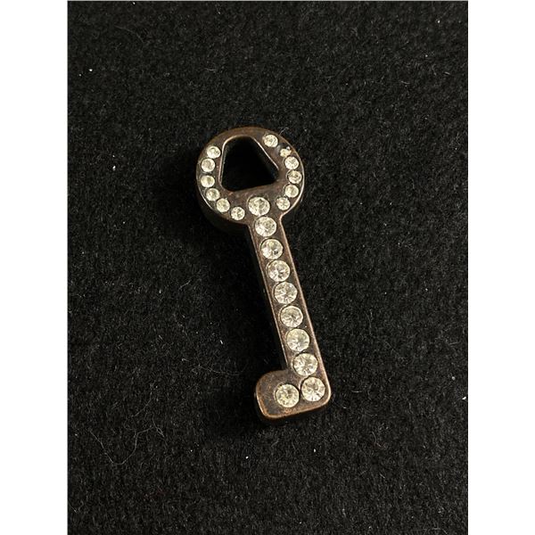 Heavy Copper Key Rhinestone Set Pendants