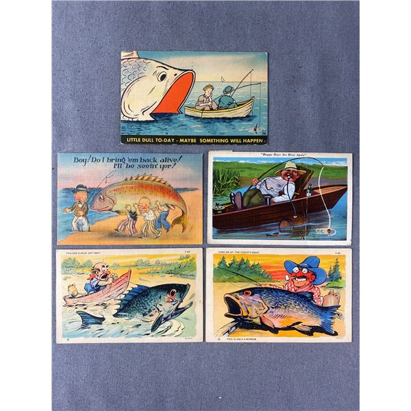 1930's-40's-50's Comical Big Fish Postcards