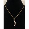 Image 1 : Gold Plated Faux Diamond  1 1/4"Pendant Necklace. Approx. 16"L