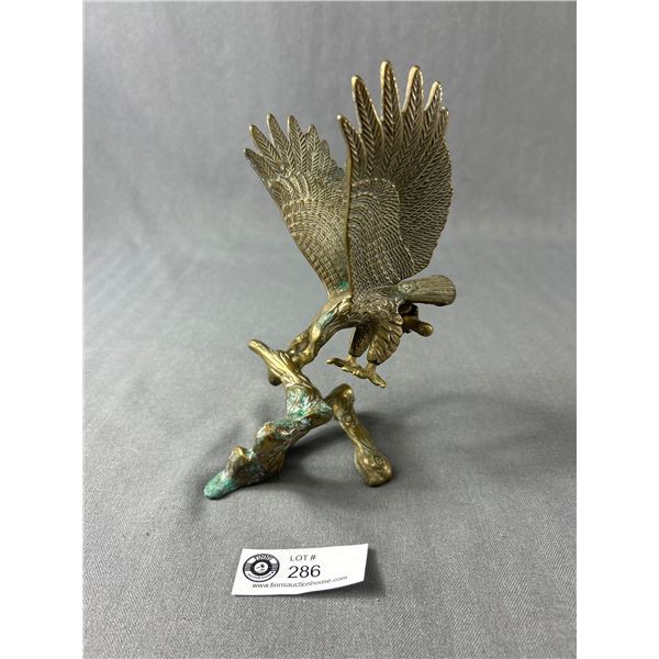 Vintage Brass Eagle Landing On Branch. Approx. 8  H