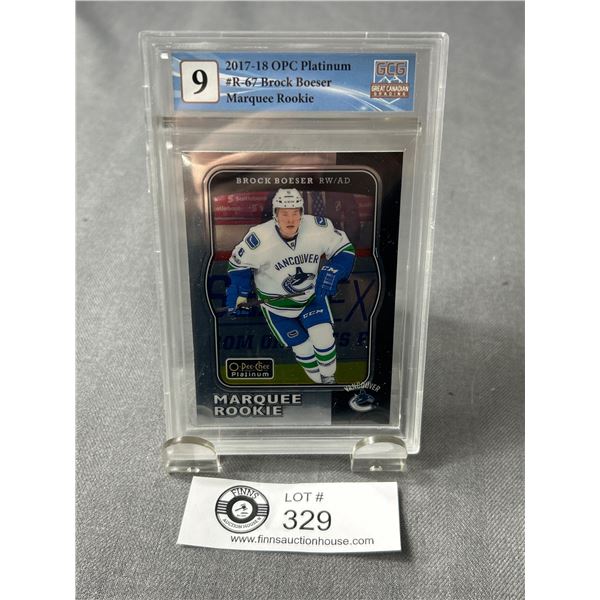 9 Grade 2017-18 OPC Platinum Brock Boeser Marquee Rookie NHL Card