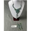 Image 1 : Gorgeous Vintage Blue/Green Rhinestones Necklace w/ Matching Earrings Set