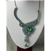 Image 2 : Gorgeous Vintage Blue/Green Rhinestones Necklace w/ Matching Earrings Set