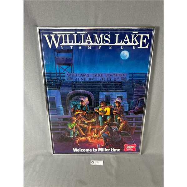 Metal Framed Williams Lake Stampede "Welcome To Miller Time" Poster. Approx. 24" x 18"