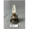 Image 1 : Circa 1920 Small Oil Lamp. Glass Chimney Needs Replacing. Approx. 7 1/4" H w/ Chimney