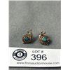 Image 1 : Old Sterling Snail Motif Turquoise Earrings