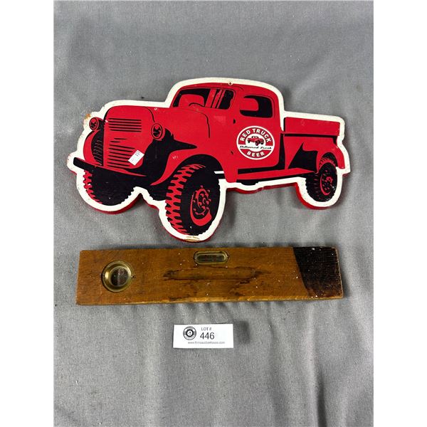 Hand Made Wood Red Truck Plaque