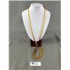 Image 1 : Extra Length Amber Beads Necklace w/ Tassels, Original Closure