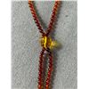 Image 3 : Extra Length Amber Beads Necklace w/ Tassels, Original Closure