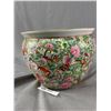 Image 2 : 7"Tall 8.5" Diameter Satsuma Hand painted Flower Pot with Goldfish Motif