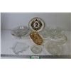 Image 1 : Queen Elizabeth 1955 Coronation Plate - (10) Punch Bowl Glasses - Plastic Ladle - Iridescent Gold Di