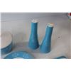Image 4 : (15pcs) Empress Ironstone Ware Moderne-Blue (9 Plates, Salt and Pepper Shakers, etc.) (1 Plate Chipp