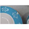 Image 6 : (15pcs) Empress Ironstone Ware Moderne-Blue (9 Plates, Salt and Pepper Shakers, etc.) (1 Plate Chipp