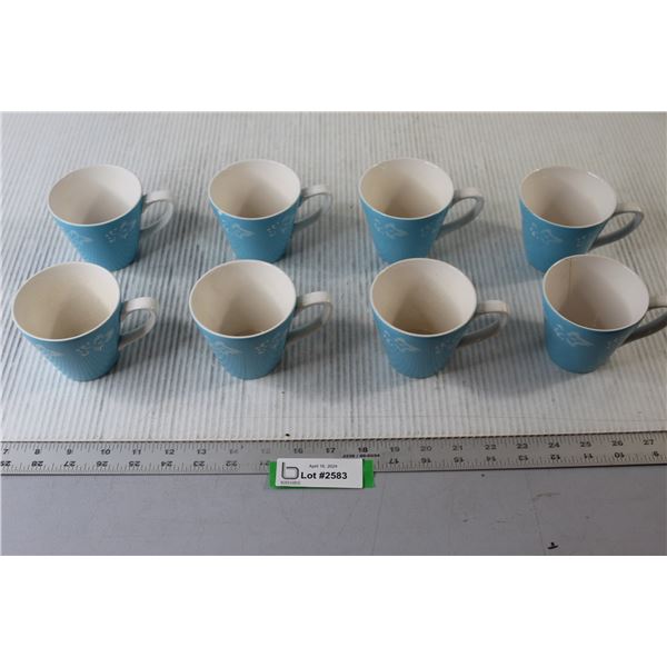 (8) Empress Ironstone Ware Moderne-Blue Coffee Cups