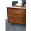 Image 4 : **Wooden 1960s 6-Drawer Dresser with Attached Mirror - 17 1/2" x 50" x 62" High, Wobbly Legs