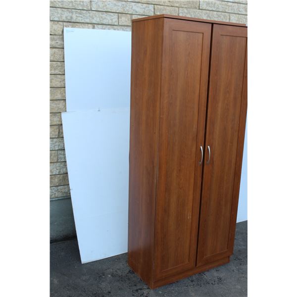 **Wooden Armoire - 16" x 29" x 72" High, Bowed Shelves