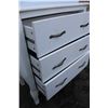 Image 7 : **Wooden 3-Drawer White Dresser - 31 1/2" x 16" x 36" High, Staining on Top