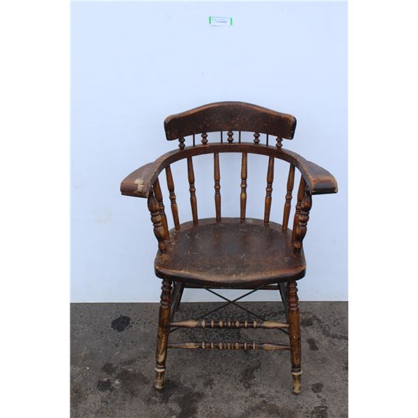 **Antique Wooden Captain's Chair - Some Wear