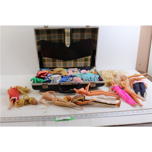 Dolls and Suitcase of Doll Clothes