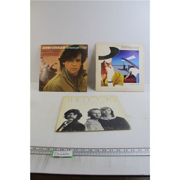 (3) Vinyl Records - John Cougar, Bad Company, The Doors