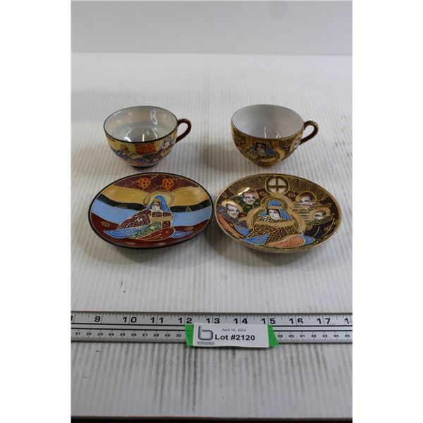 (2) Japan Teacups with Saucers