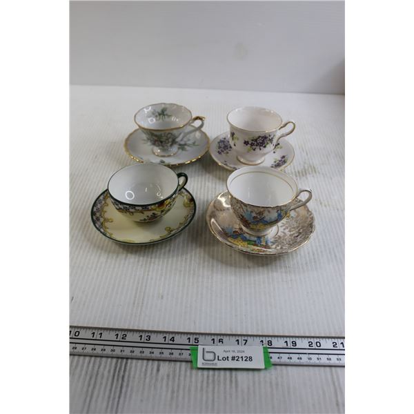 (4) Teacups with Saucers