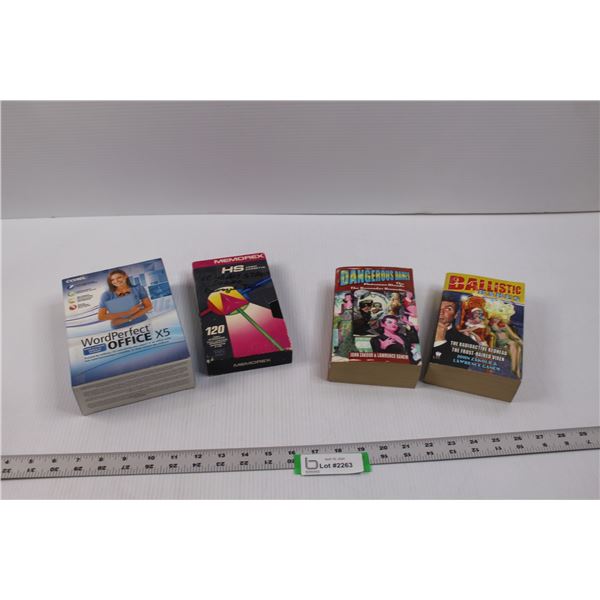 WordPerfect Office X5 Computer Program, Calgary Stampede VHS Recording (Damaged Tape) & (2) Novels -