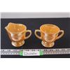 Image 1 : Fire King Peach Lustre Leaf Pattern Cream and Sugar set