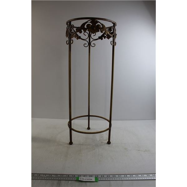 Vintage 3-Leg Plant Stand - 27" Tall, 10 1/2" Wide, Leaf Decorations