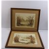 Image 1 : Framed Artwork by F.Massa - Landscape Scenes (21.5"x17.5")