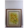 Image 2 : Framed Floral Oil Painting by P.Carlo - (23"x27") Water Damage on Frame Matting