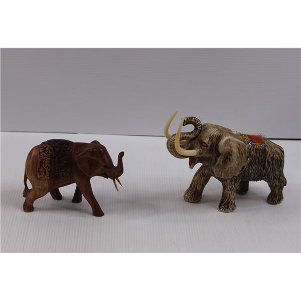 Decorative Elephants - (1) Plastic (1) Wooden