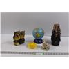 Image 1 : Owl & Globe Coin Bank, Decorative Candle, Plastic Toy Sombrero & Bunny Mailman