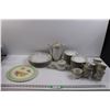 Image 1 : Towne House Fine China Dinnerware Set - (5) Large Plates, (10) Tea Cups, (14) Saucers )Some Chipping