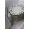 Image 2 : Towne House Fine China Dinnerware Set - (5) Large Plates, (10) Tea Cups, (14) Saucers )Some Chipping